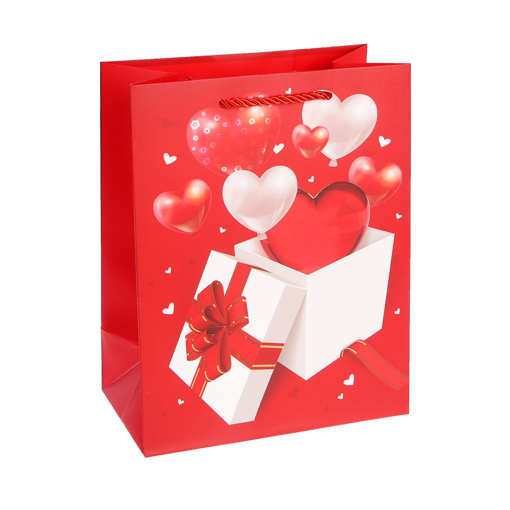 Пакет подарочный бумажный тм LADECOR M 18x23x10 см, "Сердце" арт 1, 4 дизайна - #2