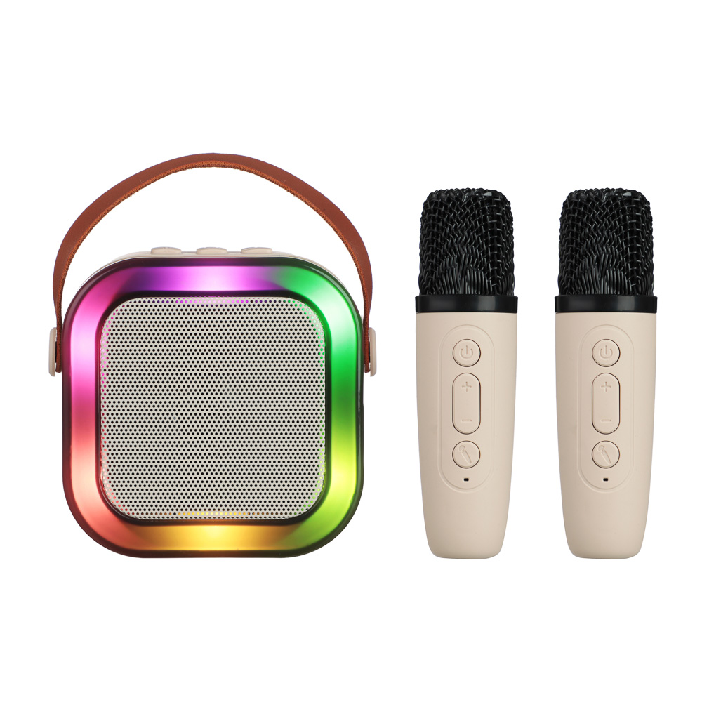 Колонка беспроводная BY Party караоке, 2 микрофона, 3Вт, 400мАч, BT5.3, USB, ВШГ 9x9x7см, белый - #1