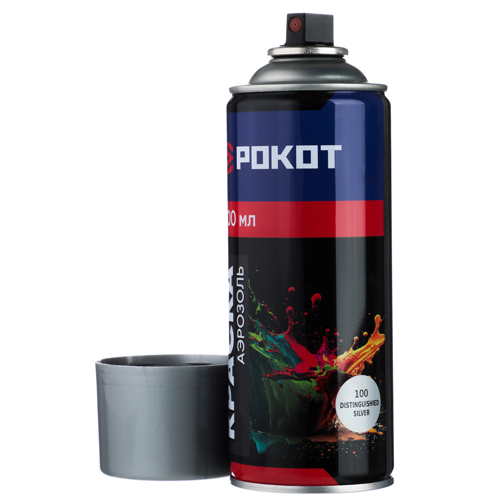 РОКОТ Краска аэрозоль 400мл, металлик, серебристый (9002/100) - #2