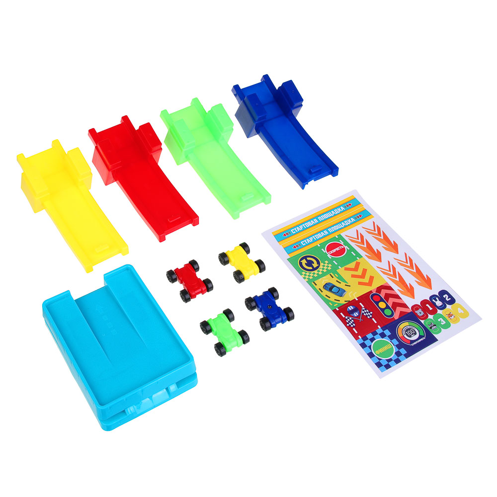 ИГРОЛЕНД Автотрек "Гонки", пластик, 4 машинки, 21,5х22х5 см - #4