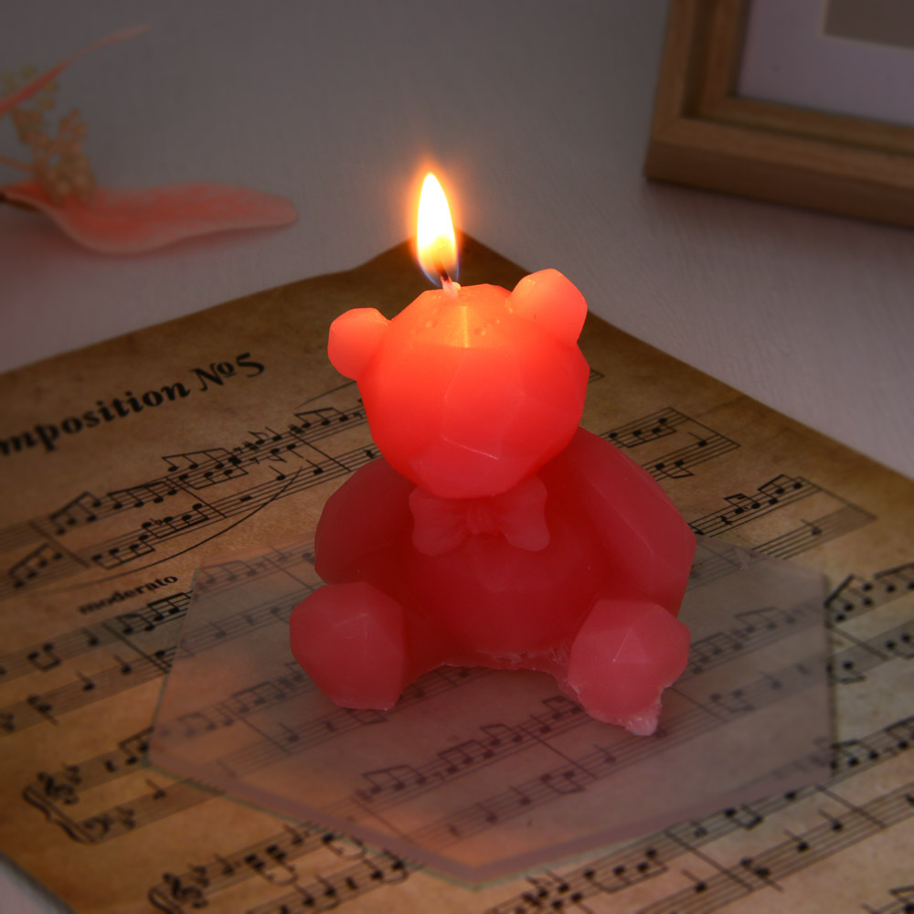 LADECOR Свеча ароматическая, формовая, в виде мишки, парафин, аромат - фрезия, 7 см, розовый - #7