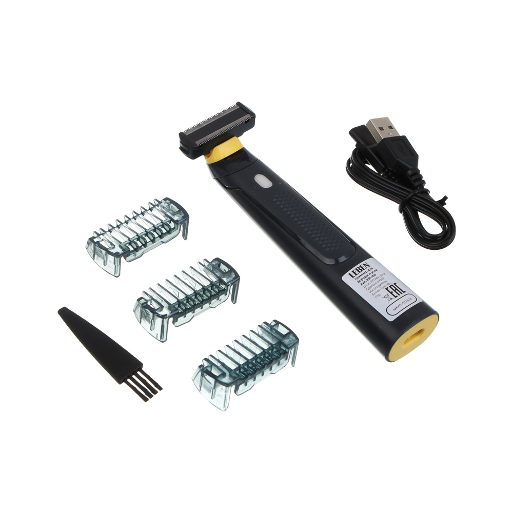 LEBEN Триммер для бороды и усов, 3 насадки: 1/3/5мм, Li-ion 3,7в/150 мАч, USB - #5