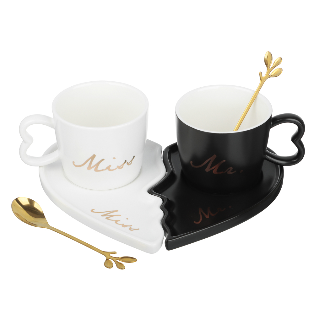 Чайный набор 4пр. 180мл, тм MILLIMI Сердце, фарфор, металл - #1