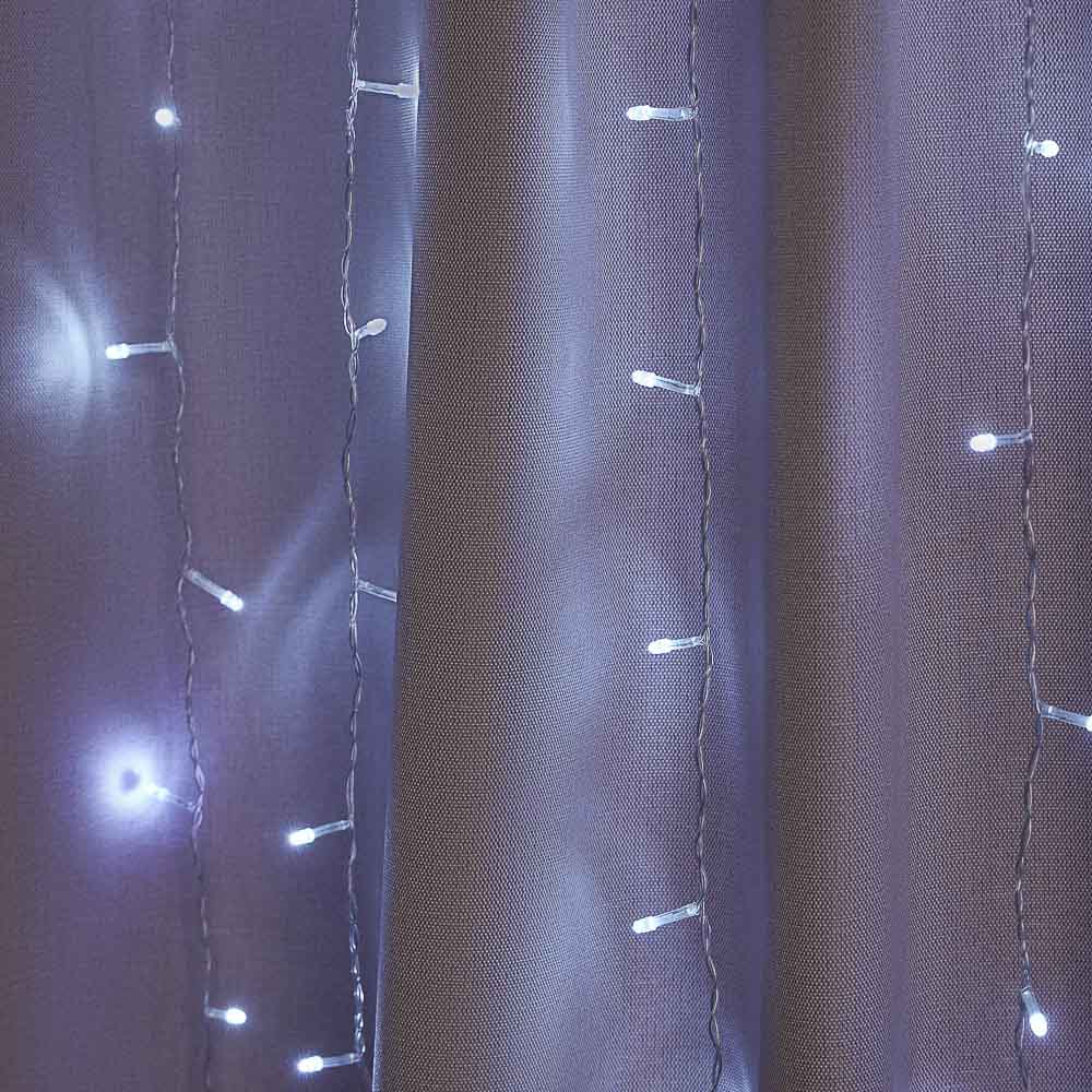 СНОУ БУМ Гирлянда эл. занавес 2x1,5м, 272LED*белый, мерцание., ПВХ прозрач., коннектор, 220В - #10