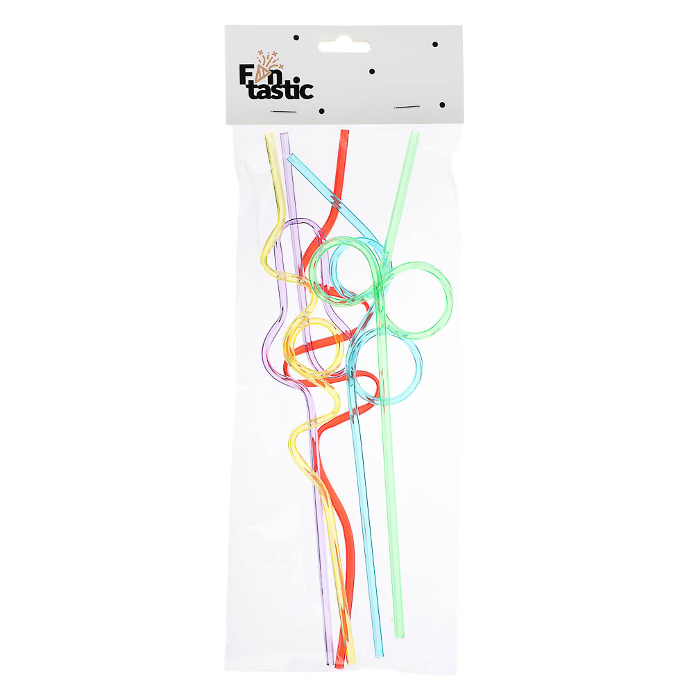 Трубочки для напитков тм Fntastic 5шт, "Крэйзи", фигурные, цветные, 25см - #1