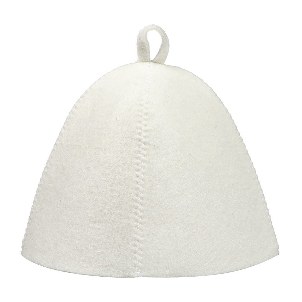 Шапка банная без вышивки Амонд (эконом), войлок белый/серый - #6