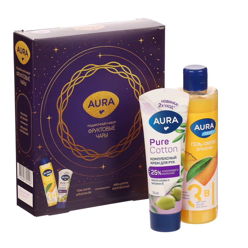 Подарочный набор женский AURA: Гель-смузи д/душа 3в1, 250мл+Крем д/рук Комплексный, 75мл - #1