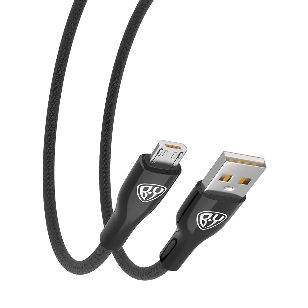 BY Кабель для зарядки Smart Micro USB, 1м, 3A, Быстрая зарядка QC 3.0, тканевая оплетка, черный - #5