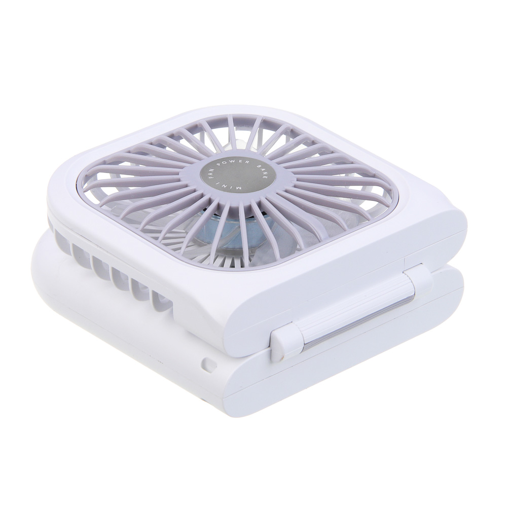 Вентилятор ручной складной с пауэрбэнком тм LEBEN 3.7в/1200мАч, USB-кабель, белый - #9