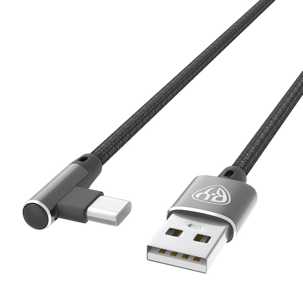Кабель для зарядки USB(A)-Type C, 36Вт BY Угловой, 1 м, 3A, нейлон, чёрный - #4