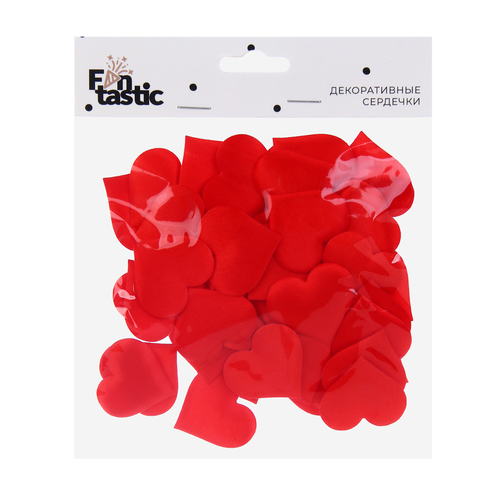 Сердечки декоративные тм Fntastic 3,2 см, атласные, набор 50 шт, цвет красный - #3