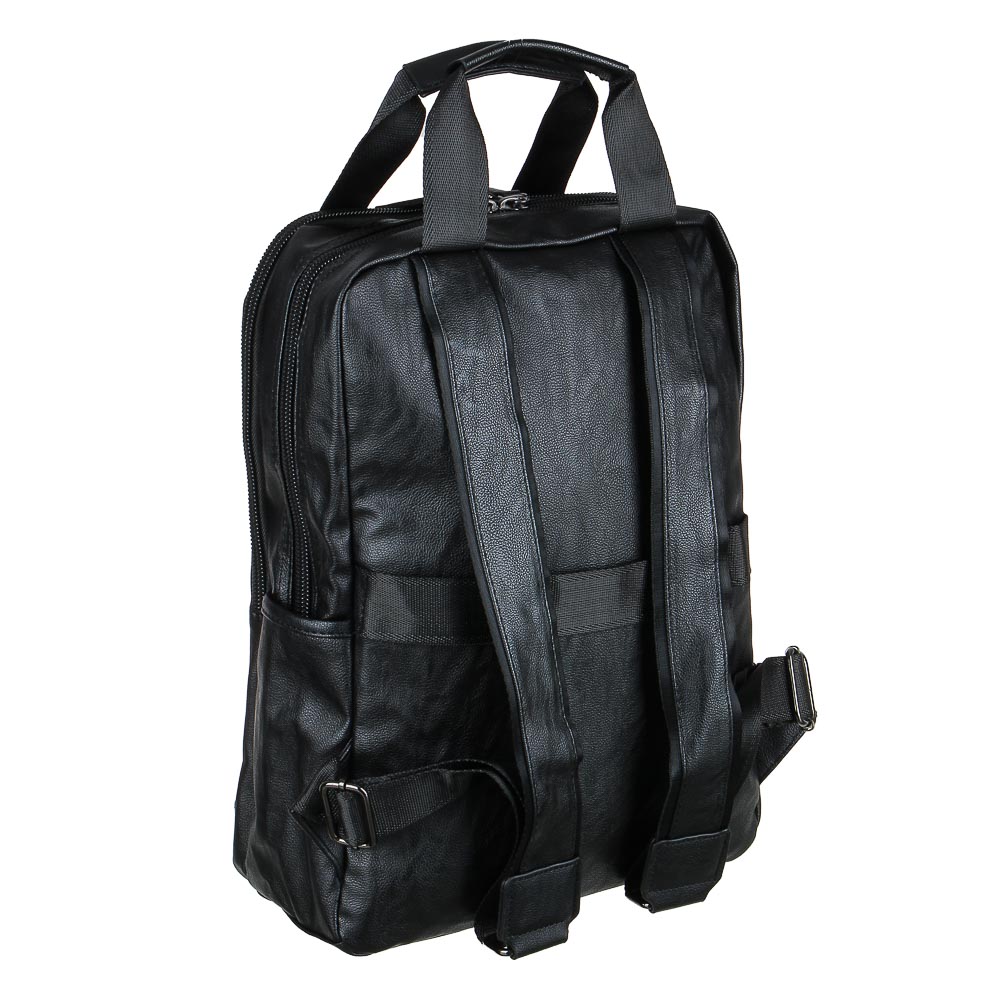 Рюкзак универсальный 41x30x13см, 2 отд., 3 карм., иск.кожа ПРЕМИУМ, сдвоенная ручка, черный - #3