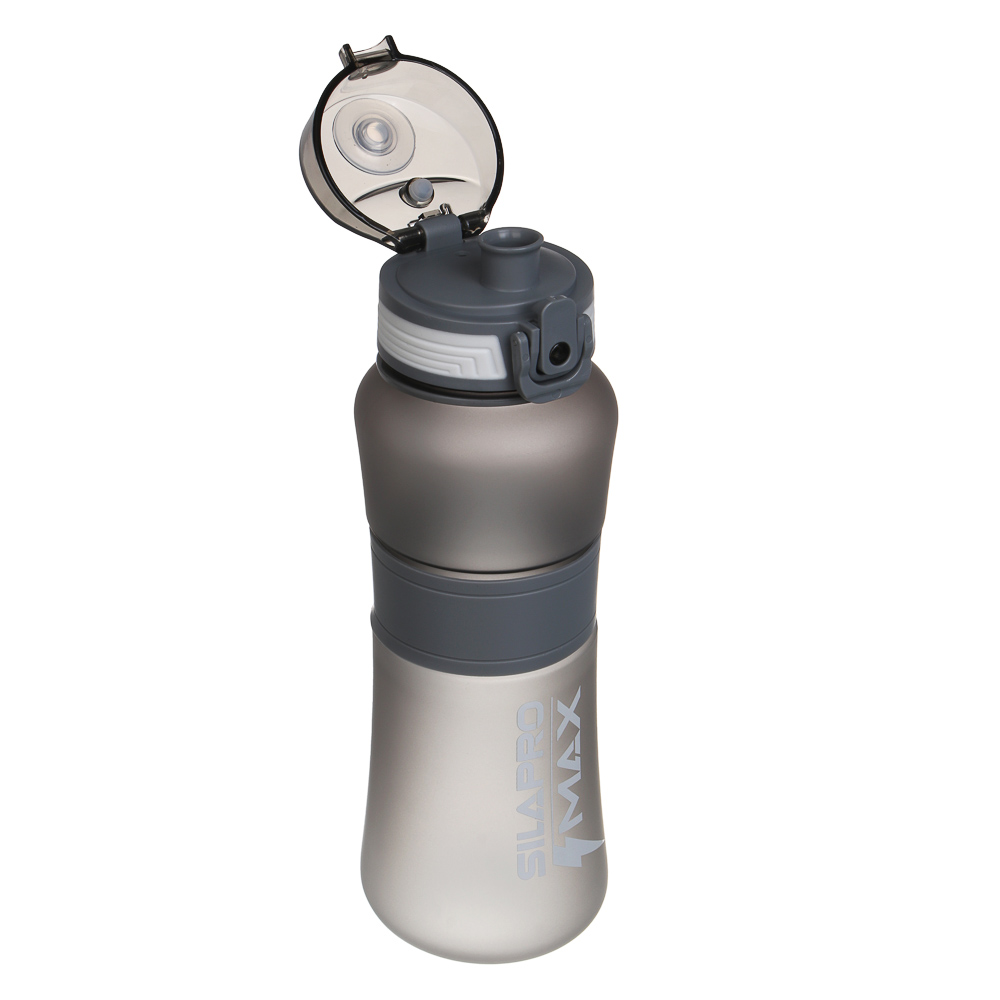 SILAPRO MAX Бутылка спортивная с замком, ULTIMATE GREY, 600мл, РС, силикон - #3