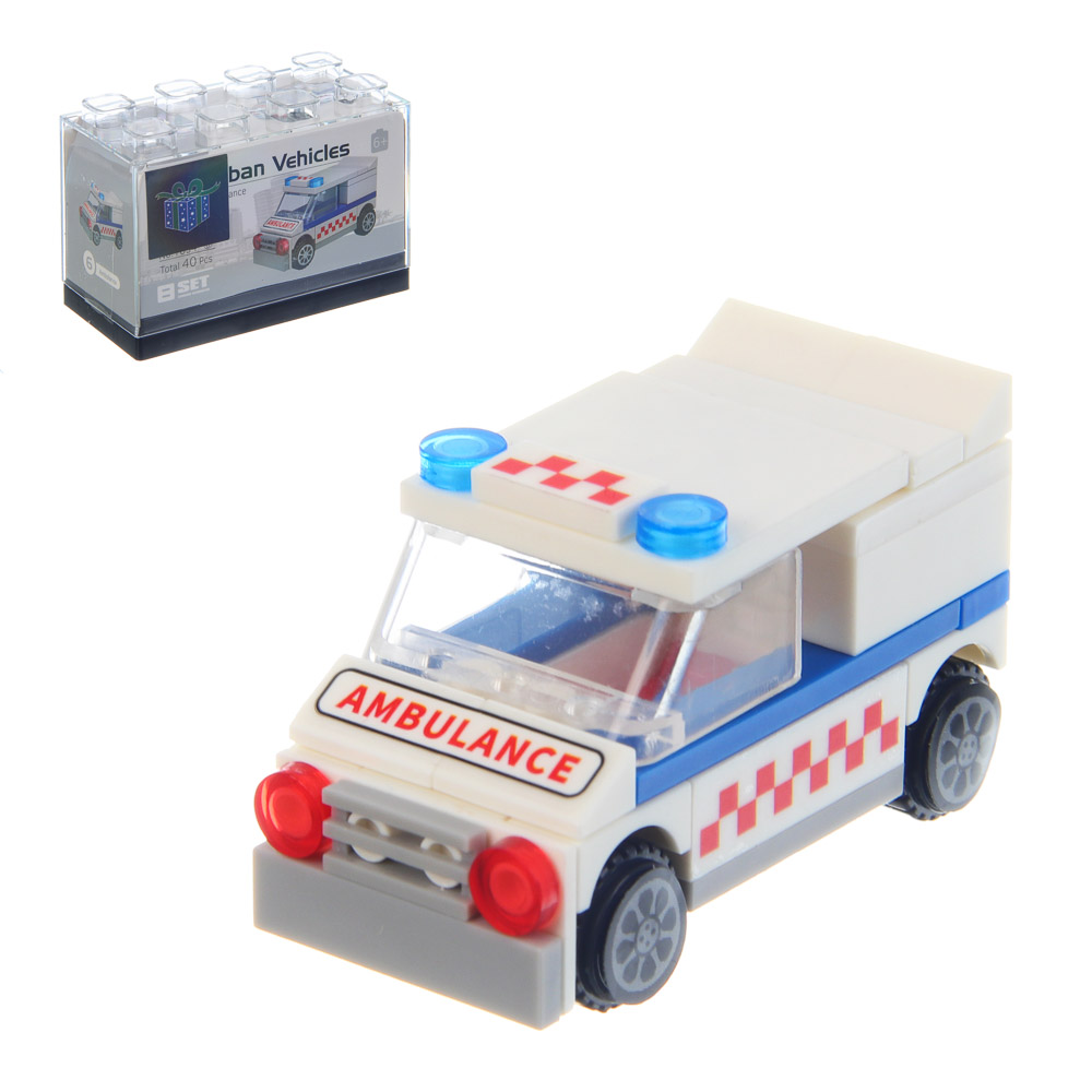 ИГРОЛЕНД Конструктор "Городские машинки", пластик бокс, 9х4,5х6 см, ABS, 8 видов - #1