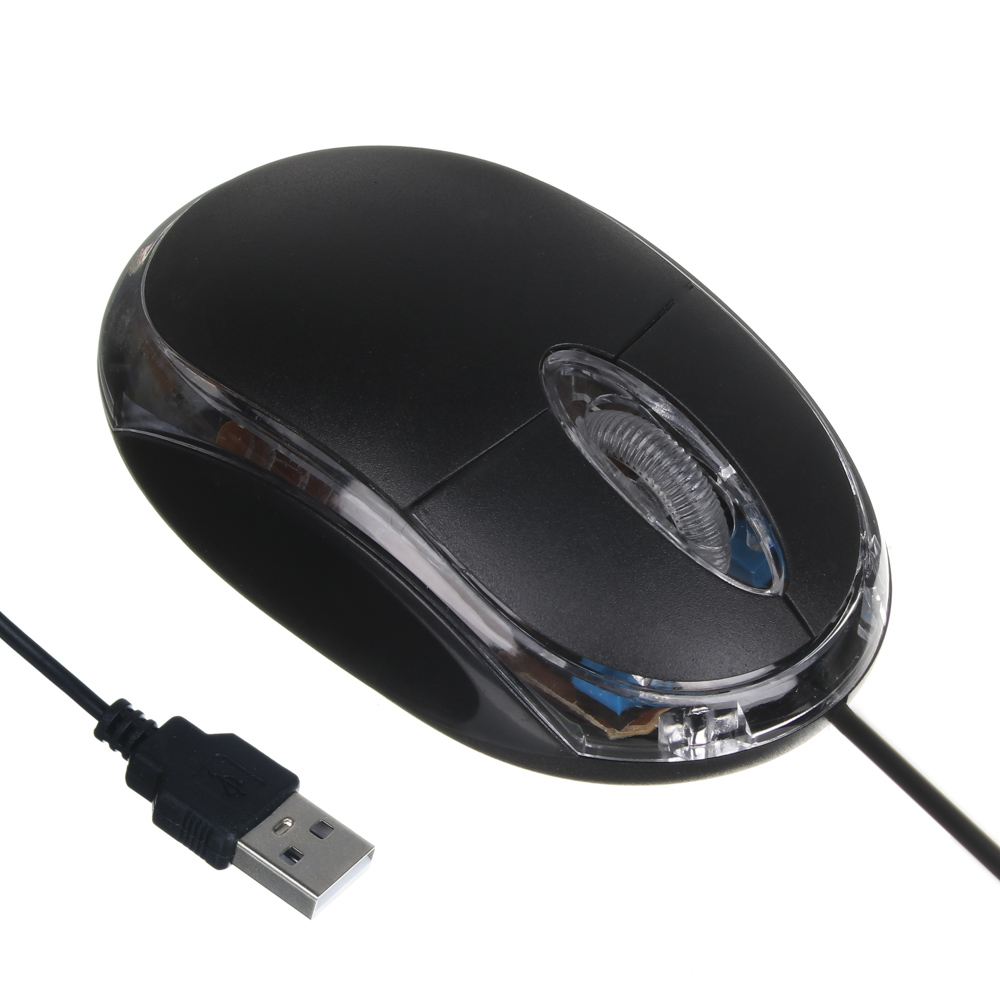 Первая цена Компьютерная мышь проводная Эконом, 1000DPI, длина провода 115см, черный - #3