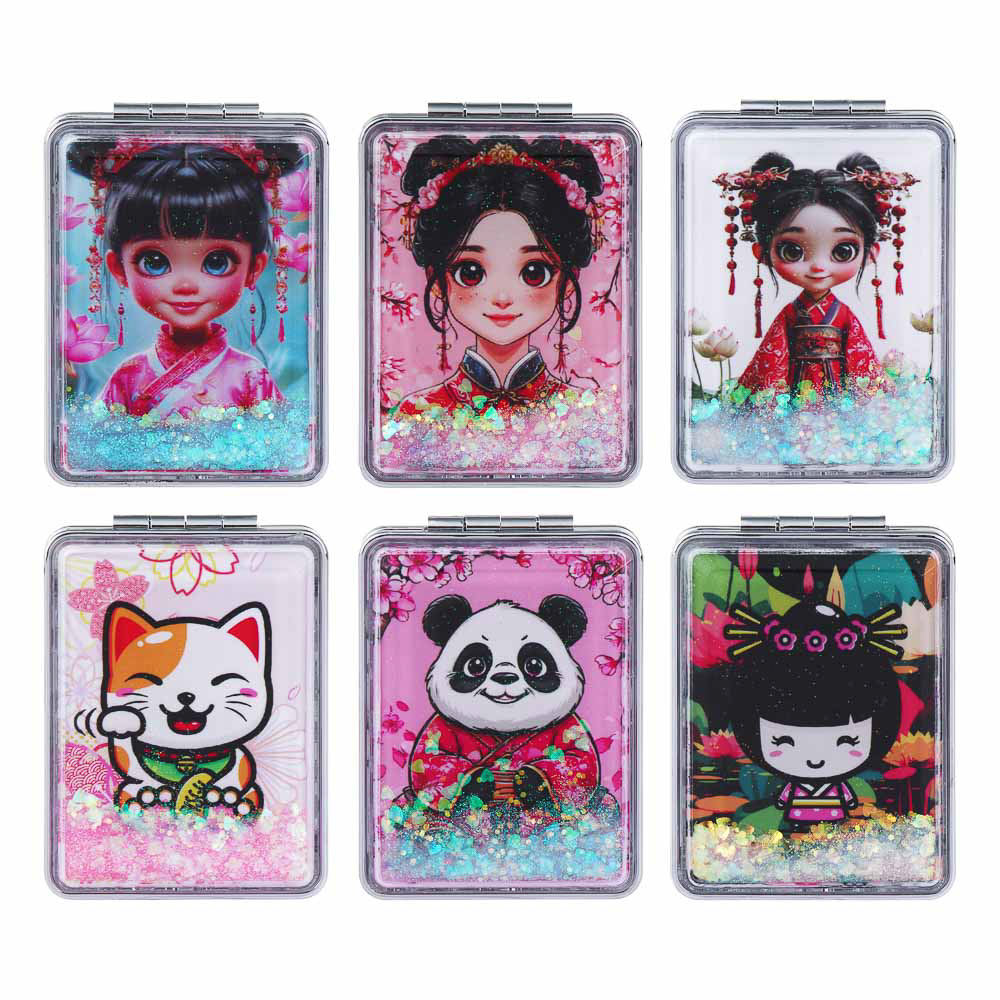 ЮНИLOOK Зеркало карманное, пластик, стекло, 8х5,8см, 6-12 дизайнов - #1