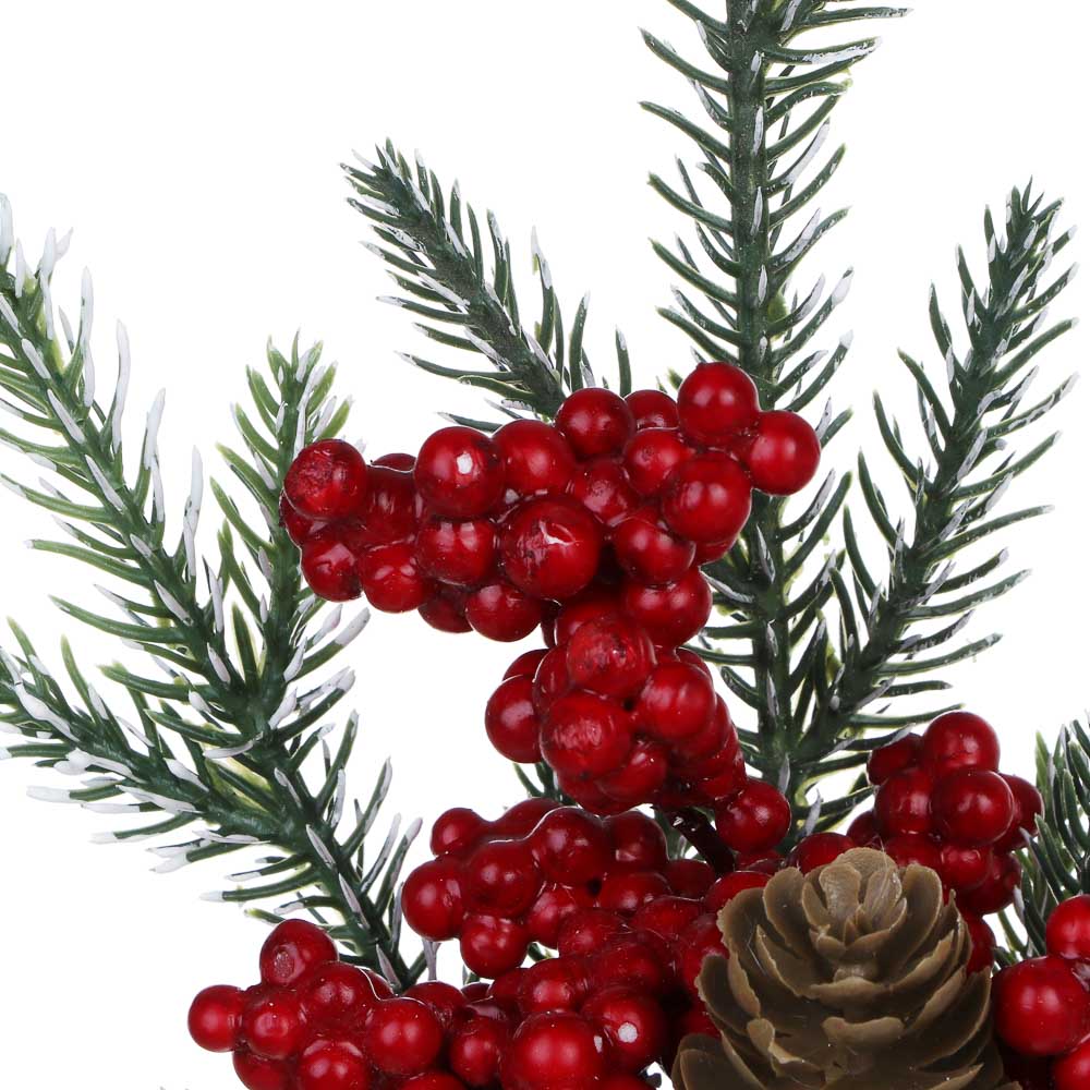 СНОУ БУМ Елочка литая 100% РЕ, шишка, красная ягода, на пеньке, 34 см, 26-66 - #3