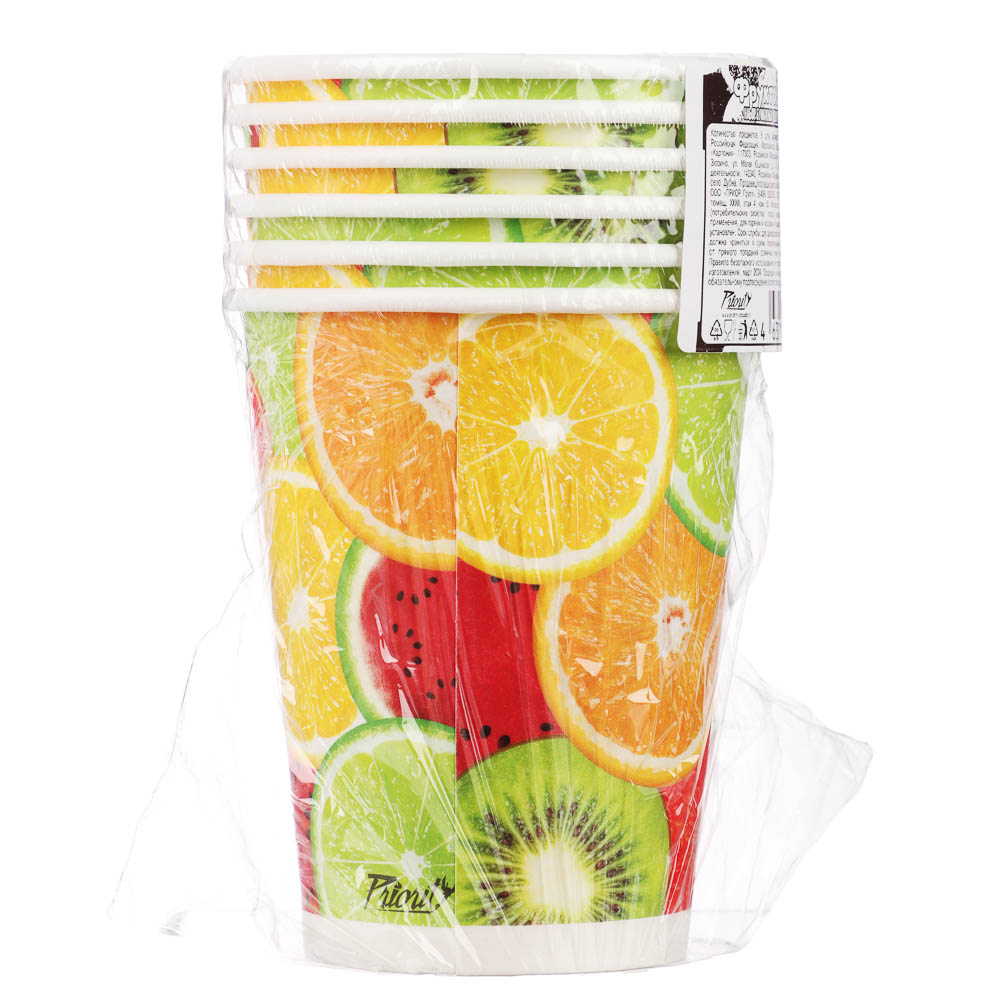 Набор бумажных одноразовых стаканов 6 шт, 250 мл, диз. 3 - #5