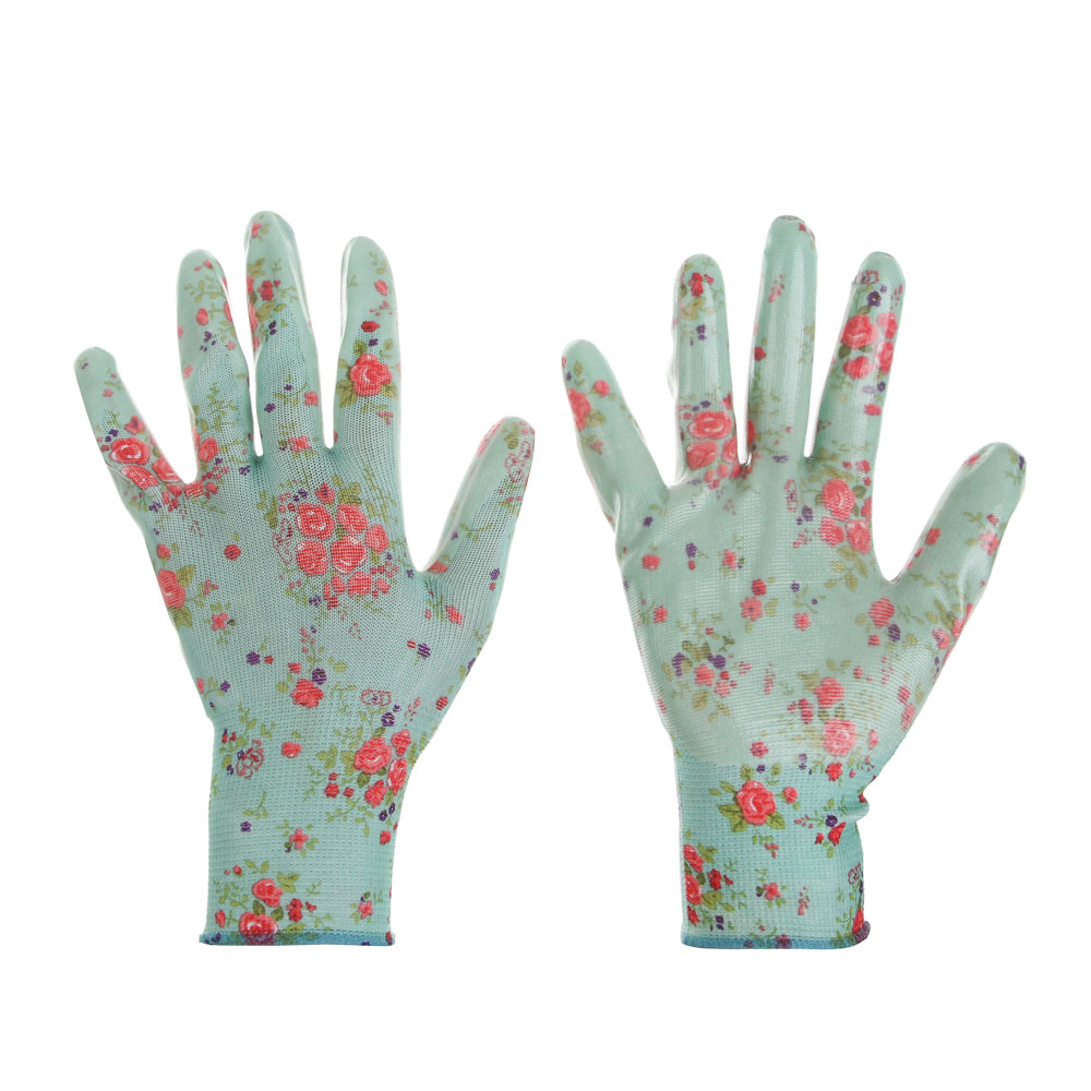 INBLOOM Перчатки садовые с нитриловым полуобливом, полиэстер, 9 размер, 23см, 31г, цветные - #4
