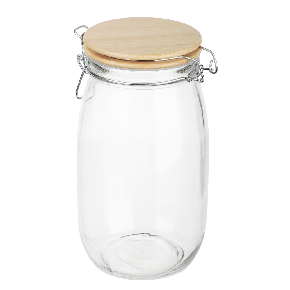 Банка для сыпучих продуктов 1500мл 12x22см, стекло, крышка бамбук - #5