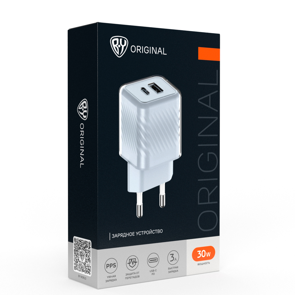 BY Сетевое зарядное устройство Transparent USB-A, USB-C, QC, PD, PPS 30 Вт, белый - #2
