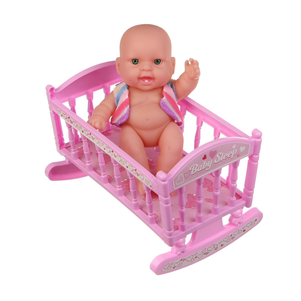 Пупс в кроватке 16 см, PVC, ABS, PP, тм ИГРОЛЕНД - #8