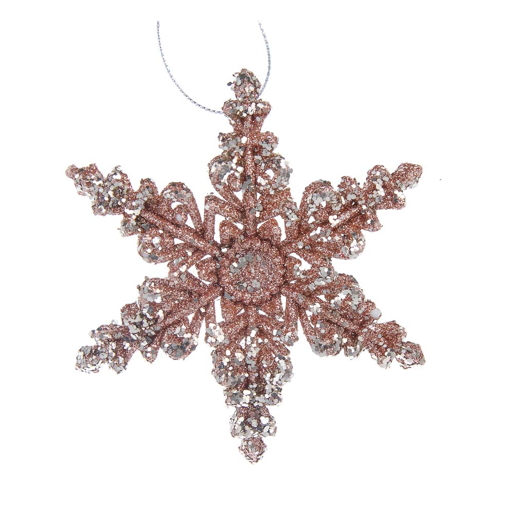 СНОУ БУМ Декоративная подвеска "Снежинка" 12 см, пластик, глиттер - #1