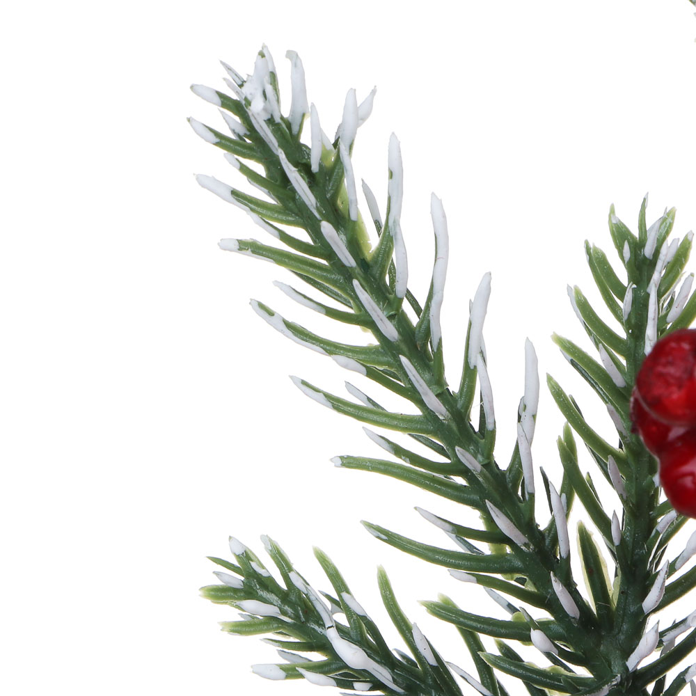 СНОУ БУМ Елочка литая 100% РЕ, шишка, красная ягода, на пеньке, 34 см, 26-66 - #4