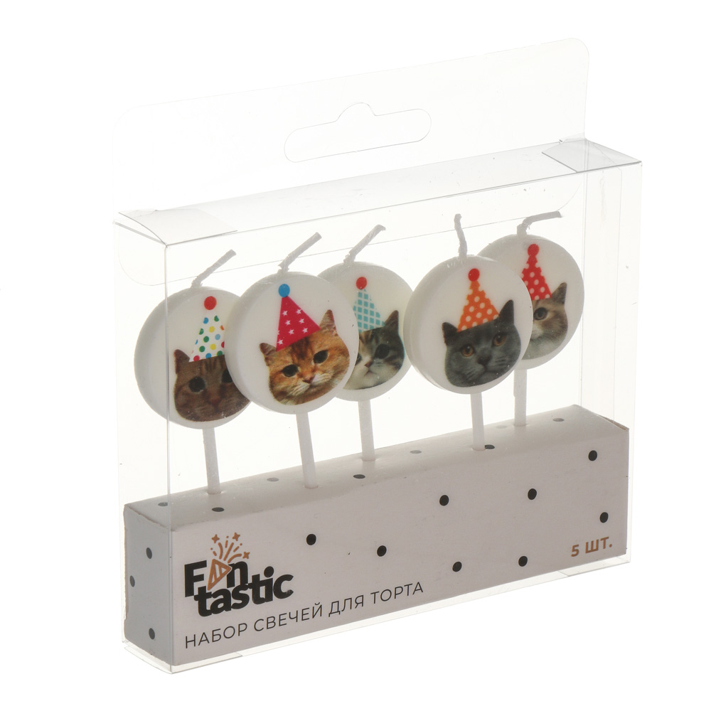 Набор свечей для торта тм Fntastic, 6,5 см, 5 шт, "Коты", парафин - #5