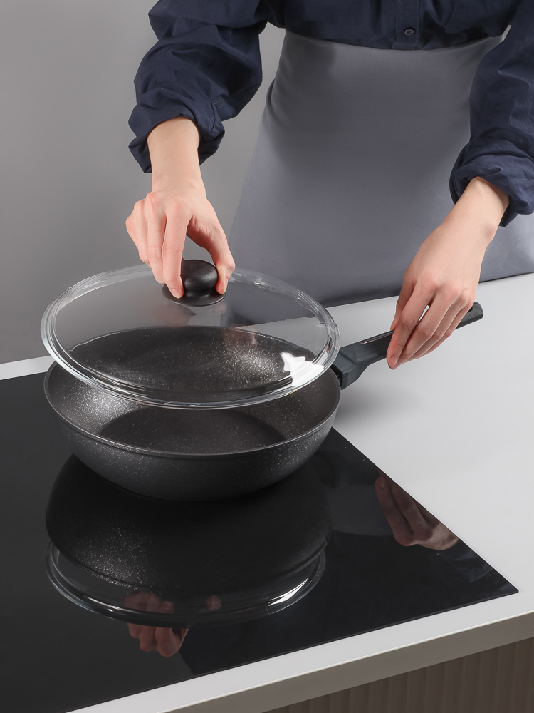 SATOSHI Крышка стеклянная безободковая с ручкой 28см - #5