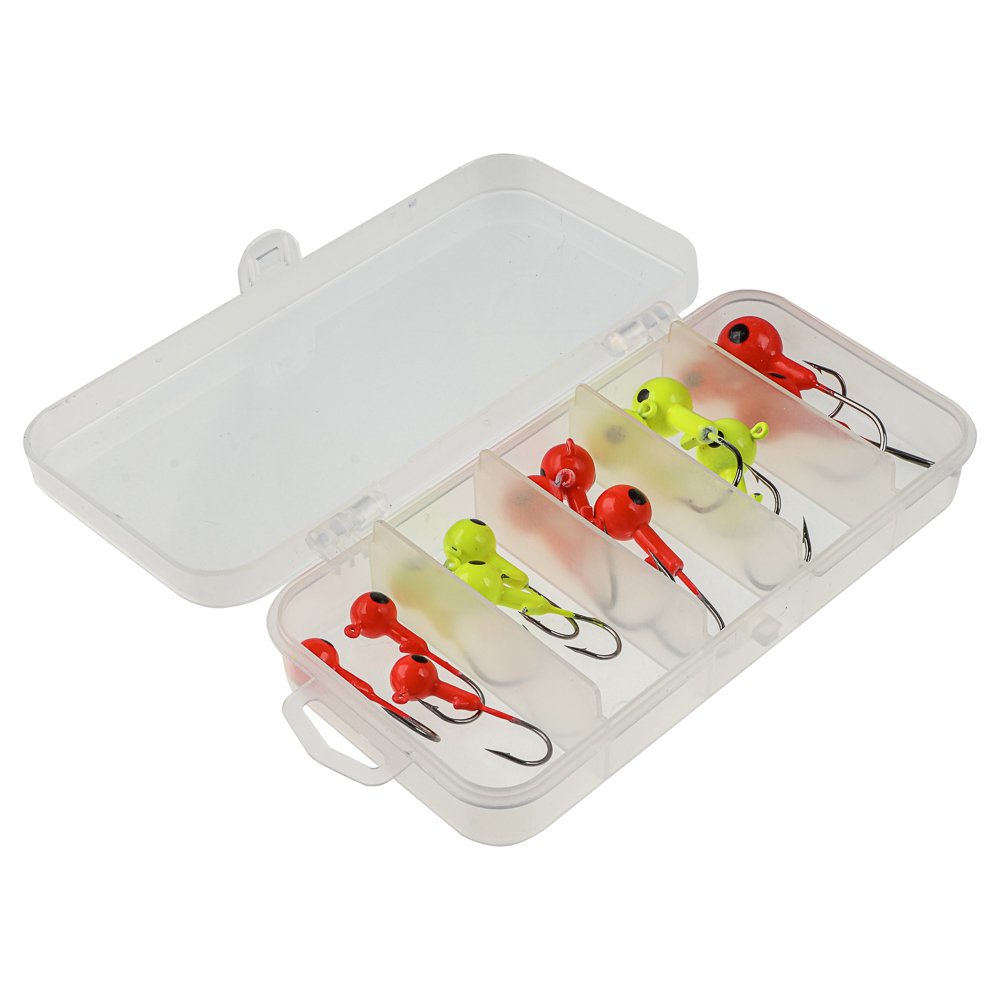 Набор разноцветных джиг головок в коробке тм AZOR FISHING, 15шт, 3,5,7,10,12гр - #1