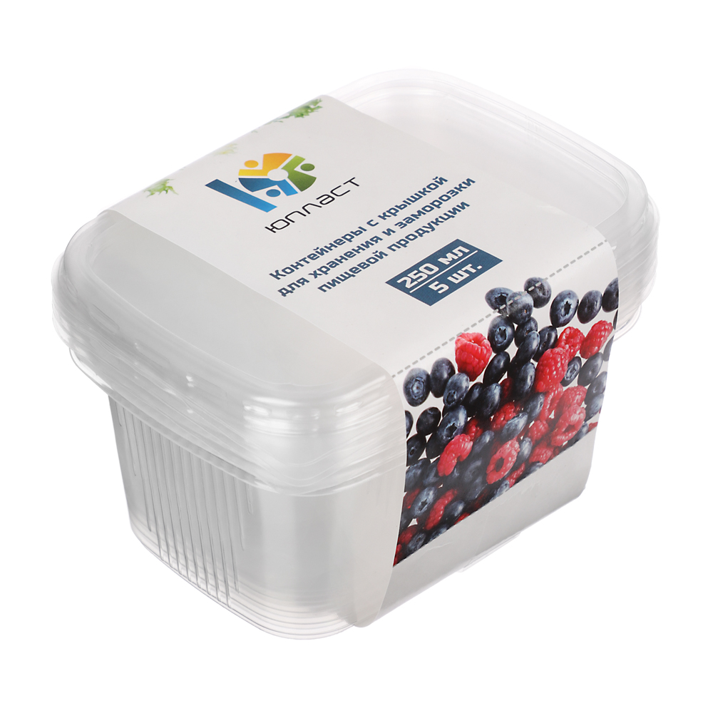Набор контейнер 250 мл (108*82мм) с крышкой, 5 штук с ОБЕЧАЙКОЙ - #4