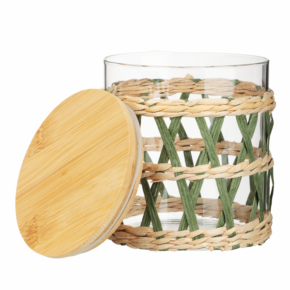 VETTA ЭКО Жгут Банка для хранения 750мл, 12х11см, стекло, бамбук - #4