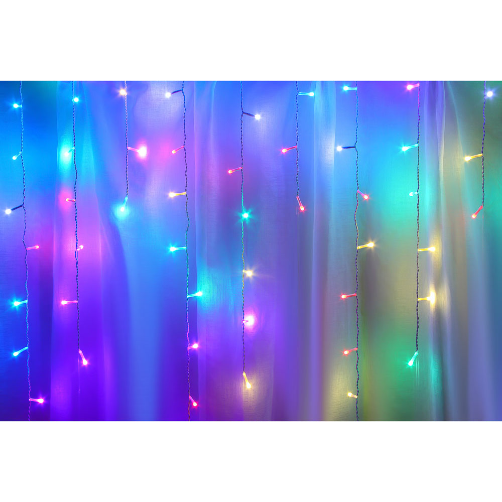 СНОУ БУМ Гирлянда эл. бахрома 2.5x0.35х0.55x0.75м, 80LED,мульти MIX, 8 реж, ПВХ белый, коннект, 220В - #4