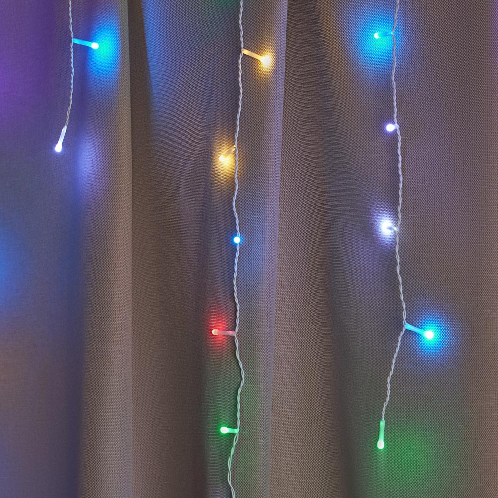 СНОУ БУМ Гирлянда эл. бахрома 2.5x0.35х0.55x0.75м, 80LED,мульти MIX, 8 реж, ПВХ белый, коннект, 220В - #12