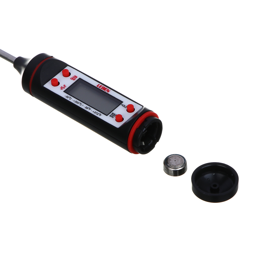 LEBEN Термощуп кухонный, max 300C, от LR44, чёрный - #5