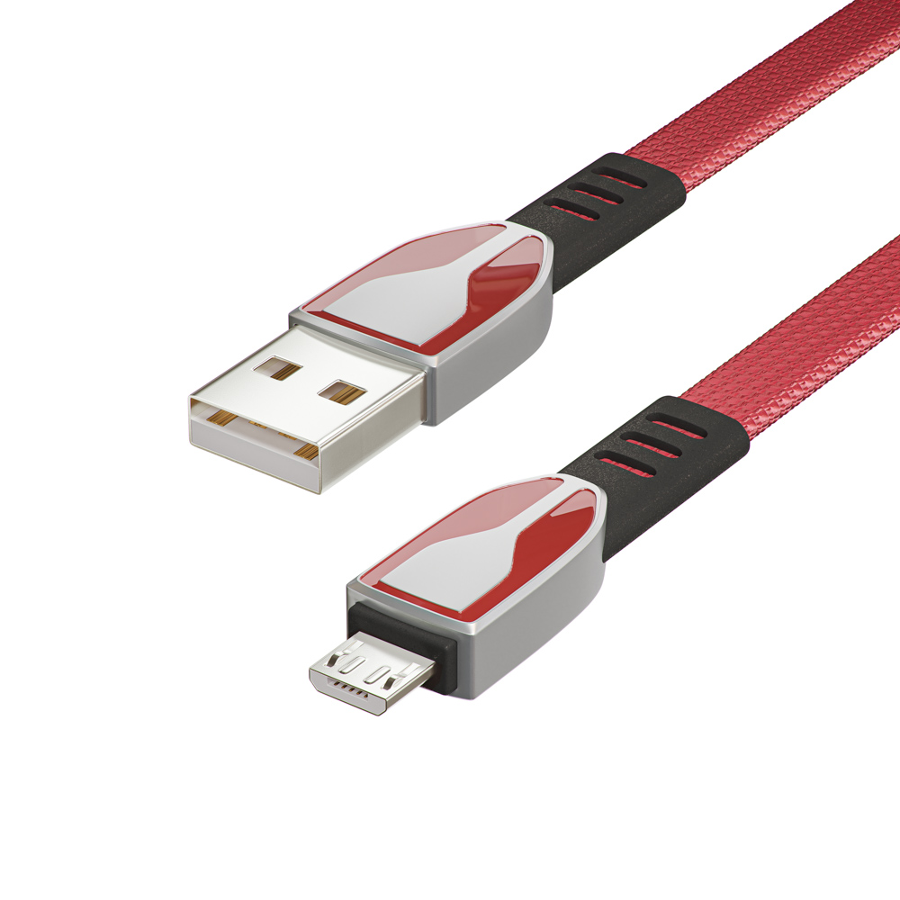 BY Кабель для зарядки Графика Micro USB, 1м, Быстрая зарядка QC3.0, штекер металл, красный - #4