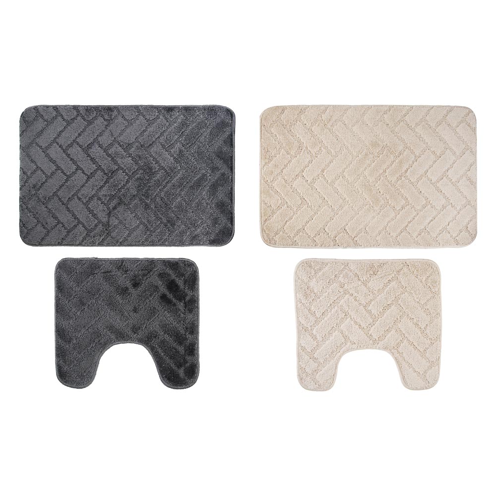 Набор ковриков для ванной  тм VETTA Concrete, жаккард полипропилен 650г/м², 40х45см+75х45см 2 цв. - #1