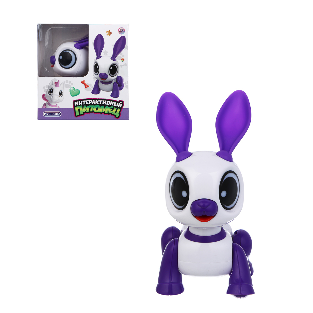 ИГРОЛЕНД Игрушка "Интерактивный питомец" зайчик, ABS, звук, свет, движ., 2хAAA, 12,5х8х13,5 см - #1