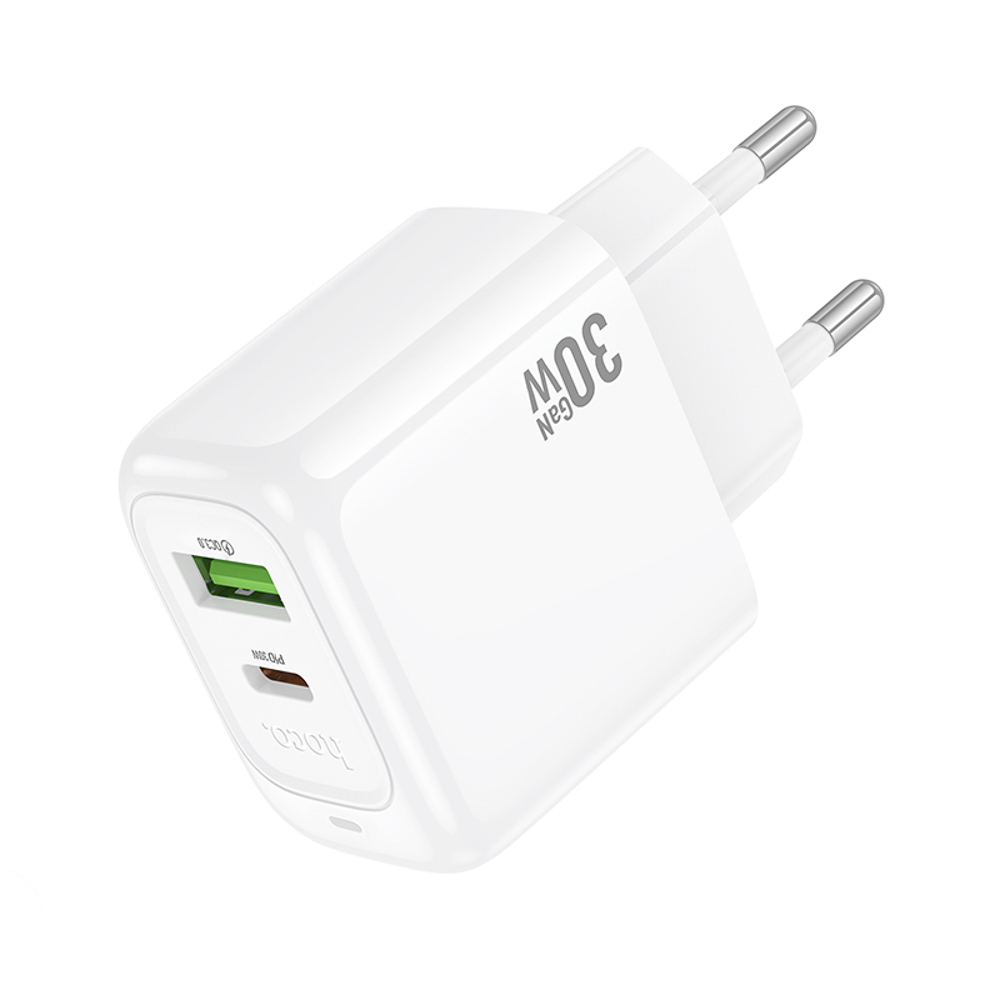 hoco. Зарядное устройство модель CS55A, USB+C 30W, цвет: белый - #6