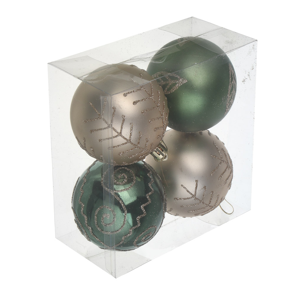 СНОУ БУМ Набор шаров 8 см, 4 шт, шампань, зеленый 26-162 - #5