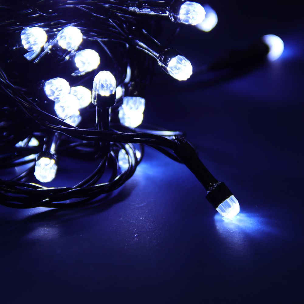 СНОУ БУМ Гирлянда эл. вьюн 10м, 100LED, "Алмазная" насадка, белый, 8 режимов, ПВХ черный, 220В - #9
