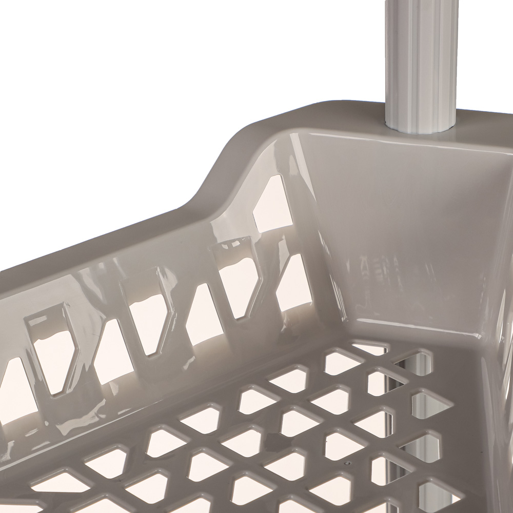 Этажерка на колесиках угловая, 3 полки, пластик, 54x27x61см, св-сер. - #4