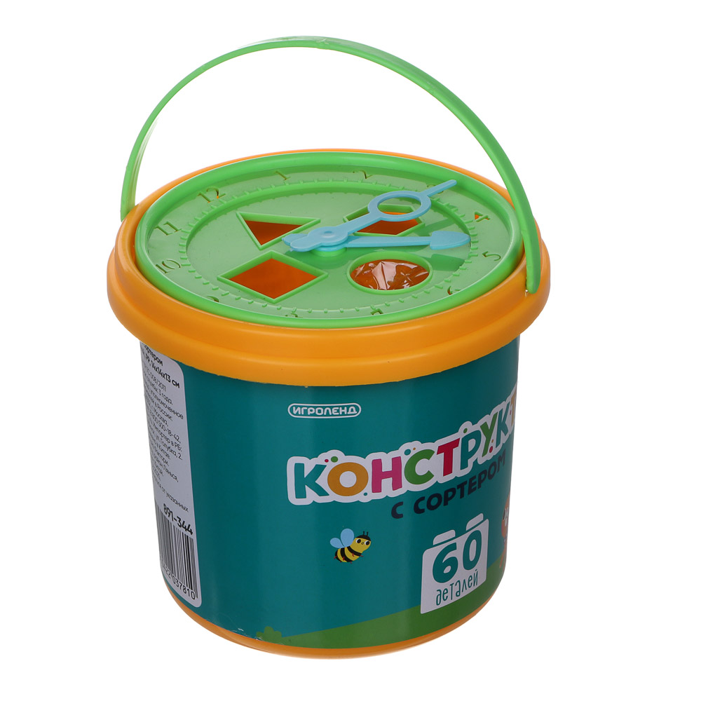 ИГРОЛЕНД Конструктор с сортером "Крупные детали", 60 деталей, РР, 14х14х13см, 2 дизайна - #5