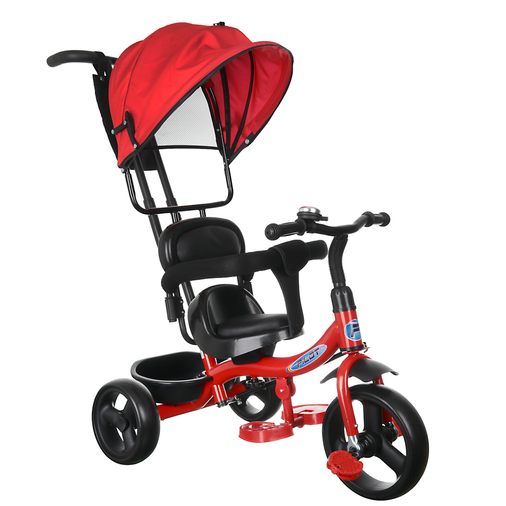 Велосипед детский трехколесный 10"/8" с ручным управлением, красный - #1