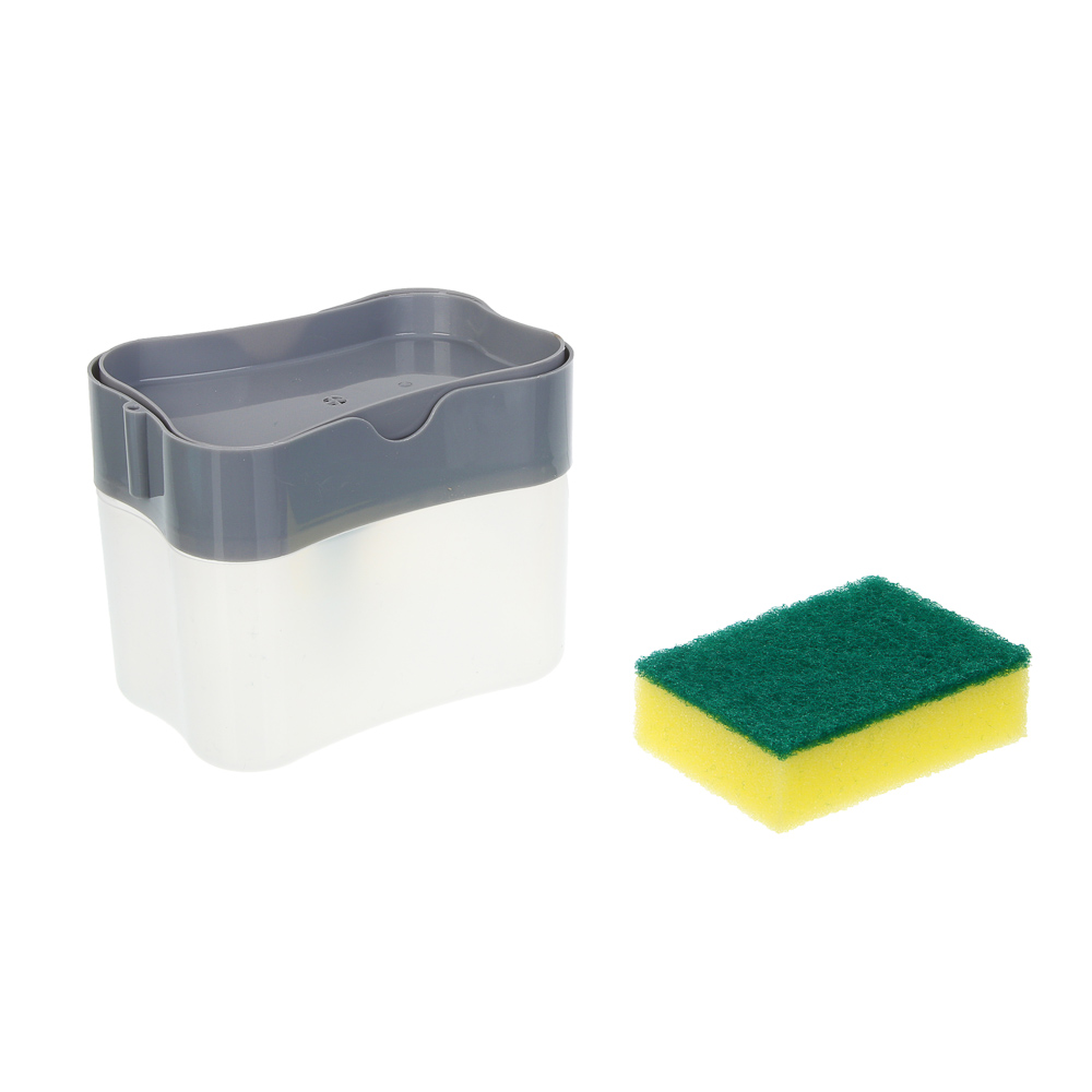 VETTA Дозатор для моющего средства с губкой, пластик, 14x9x11 см, серый - #3