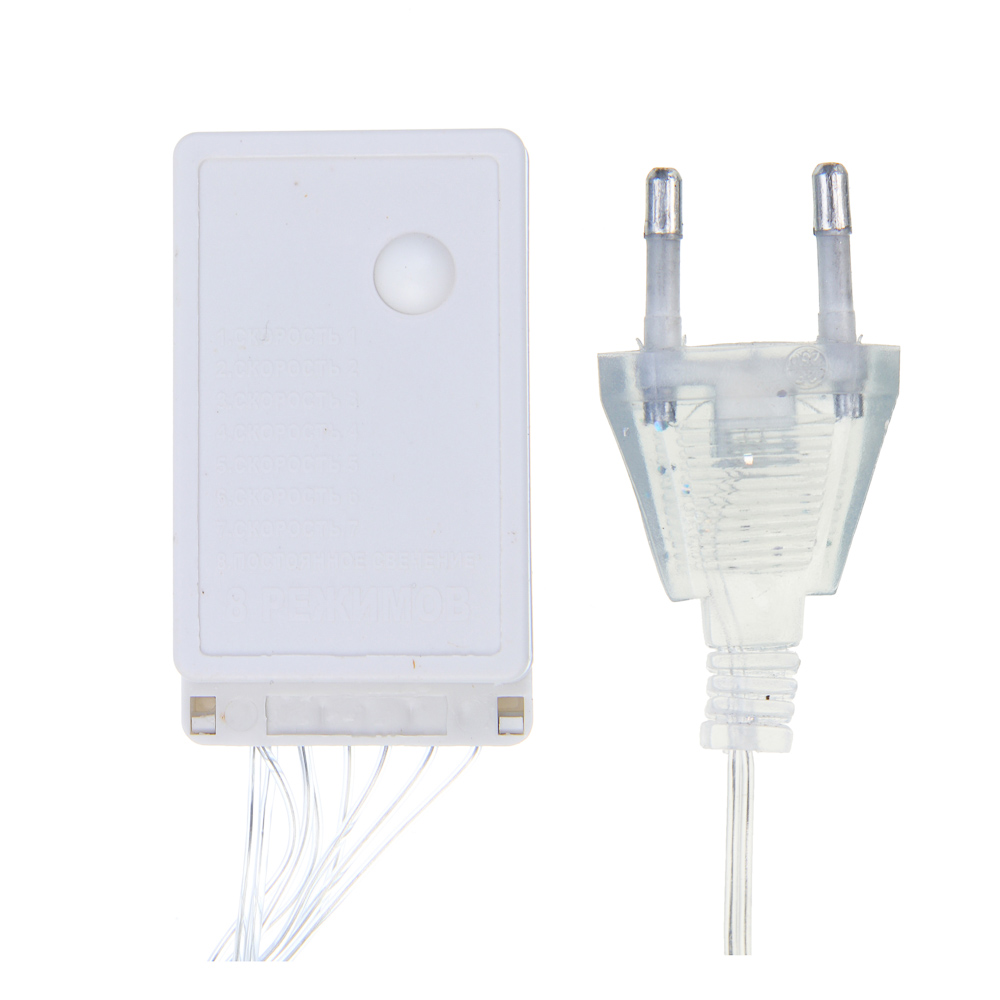 СНОУ БУМ Гирлянда эл. бахрома 2,5х0,6м, 128LED*белый, эффект водопада, 8 реж, пп, коннектор, 220В - #4