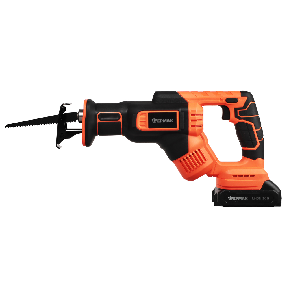 ЕРМАК Пила сабельная на АКБ 20В, 2,0А Li-ion (1шт) з/у, 0-3000 ход/мин, 150мм глуб,реза дер, (ONE) - #3