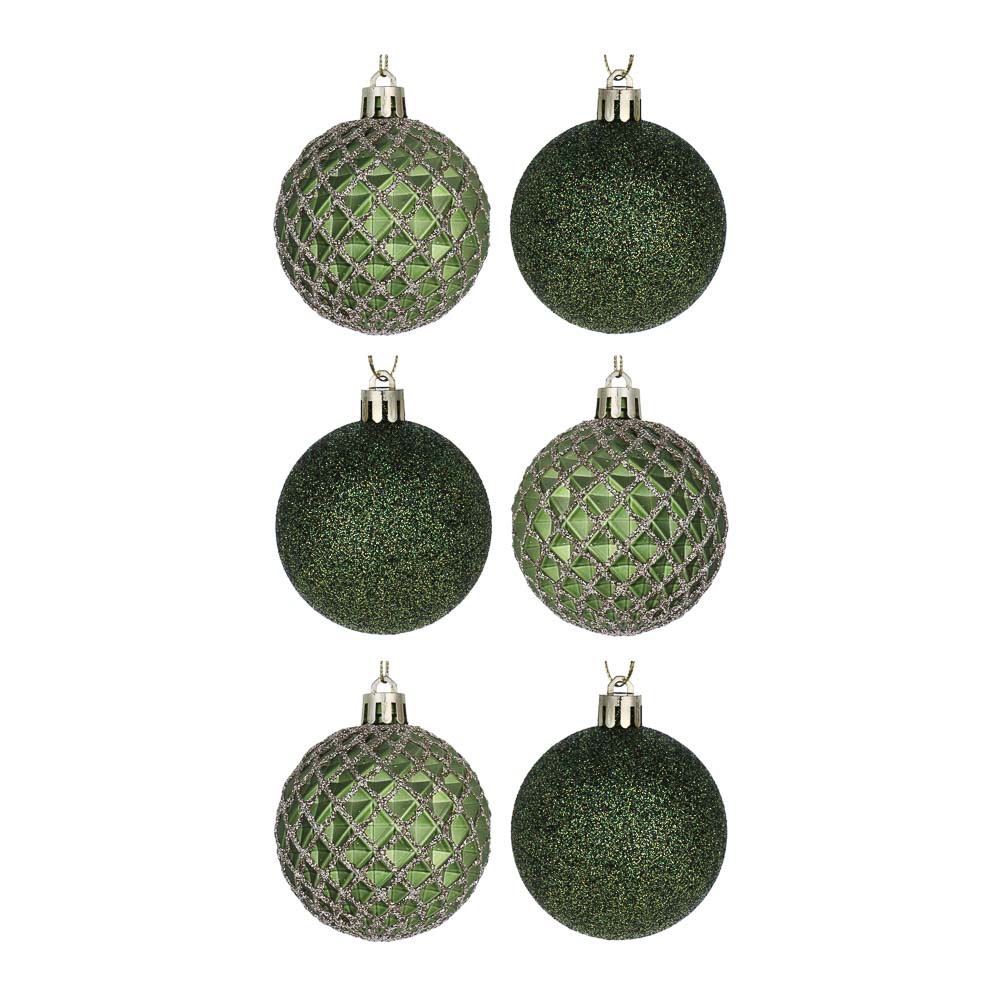 СНОУ БУМ Набор шаров 6 см, 6 шт, зеленый, 26-156 - #1