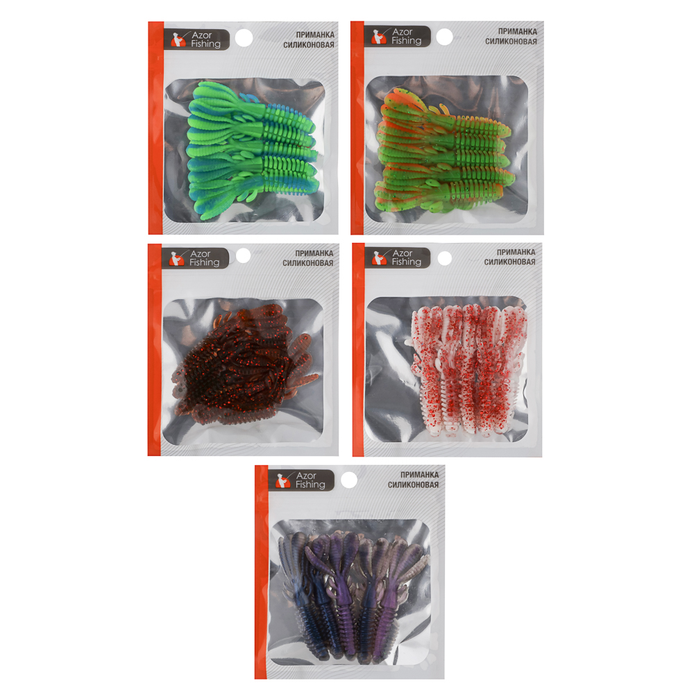 Набор силиконовых приманок "Кальмар" тм AZOR FISHING, плавающая, съедобная, 75мм, 5шт, 5 цветов - #5